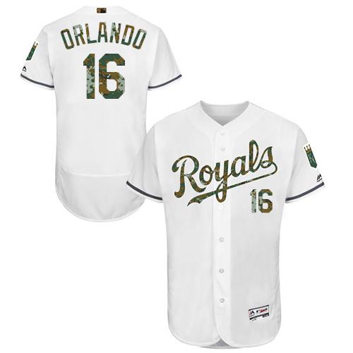 Royals #16 Paulo Orlando White Flexbase Authentic Collection Memorial Day Stitched MLB Jersey